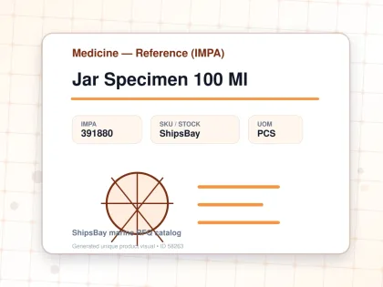 Jar Specimen 100 Ml - Medicine — Reference (IMPA) - IMPA 391880 - UOM PCS