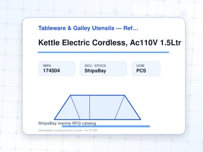 Kettle Electric Cordless, Ac110V 1.5Ltr - Tableware & Galley Utensils — Reference (IMPA) - IMPA 174504 - UOM PCS