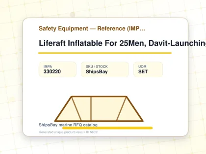 Liferaft Inflatable For 25Men, Davit-Launching Type - Safety Equipment — Reference (IMPA) - IMPA 330220 - UOM SET