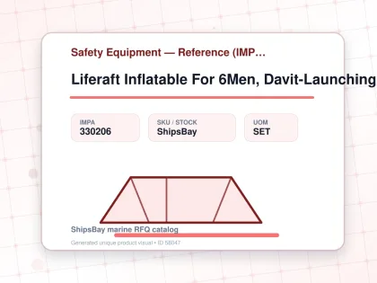 Liferaft Inflatable For 6Men, Davit-Launching Type - Safety Equipment — Reference (IMPA) - IMPA 330206 - UOM SET