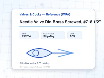 Needle Valve Din Brass Screwed, #718 1/2" - Valves & Cocks — Reference (IMPA) - IMPA 756204 - UOM PCS