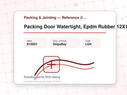 Packing Door Watertight, Epdm Rubber 12X12Mm L:10Mtr - Packing & Jointing — Reference (IMPA) - IMPA 815021 - UOM LGH