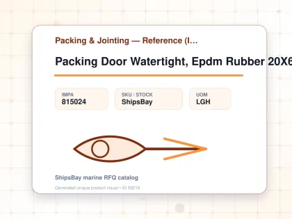 Packing Door Watertight, Epdm Rubber 20X6Mm L:10Mtr - Packing & Jointing — Reference (IMPA) - IMPA 815024 - UOM LGH