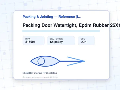 Packing Door Watertight, Epdm Rubber 25X15Mm L:10Mtr - Packing & Jointing — Reference (IMPA) - IMPA 815001 - UOM LGH
