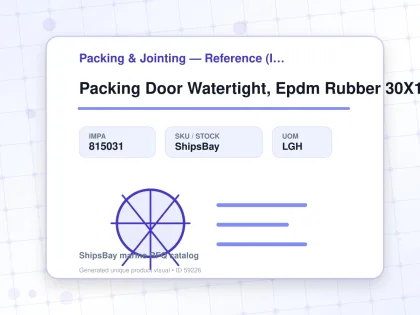 Packing Door Watertight, Epdm Rubber 30X10Mm L:10Mtr - Packing & Jointing — Reference (IMPA) - IMPA 815031 - UOM LGH