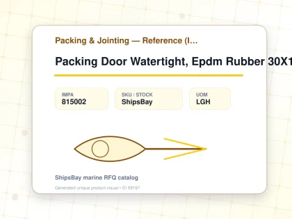 Packing Door Watertight, Epdm Rubber 30X15Mm L:10Mtr - Packing & Jointing — Reference (IMPA) - IMPA 815002 - UOM LGH