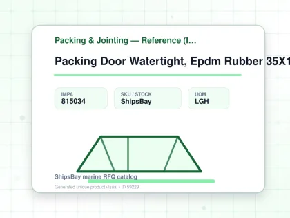 Packing Door Watertight, Epdm Rubber 35X10Mm L:10Mtr - Packing & Jointing — Reference (IMPA) - IMPA 815034 - UOM LGH