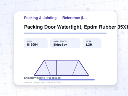 Packing Door Watertight, Epdm Rubber 35X15Mm L:10Mtr - Packing & Jointing — Reference (IMPA) - IMPA 815004 - UOM LGH