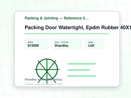 Packing Door Watertight, Epdm Rubber 40X15Mm L:10Mtr - Packing & Jointing — Reference (IMPA) - IMPA 815008 - UOM LGH