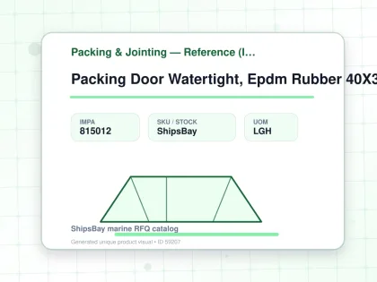 Packing Door Watertight, Epdm Rubber 40X35Mm L:10Mtr - Packing & Jointing — Reference (IMPA) - IMPA 815012 - UOM LGH