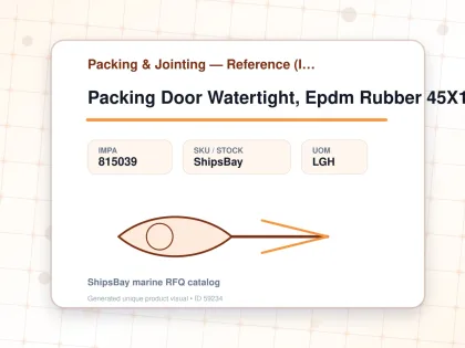 Packing Door Watertight, Epdm Rubber 45X15Mm L:10Mtr - Packing & Jointing — Reference (IMPA) - IMPA 815039 - UOM LGH