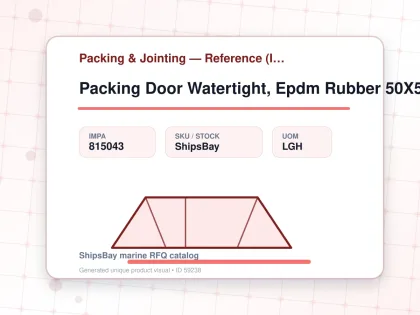 Packing Door Watertight, Epdm Rubber 50X5Mm L:10Mtr - Packing & Jointing — Reference (IMPA) - IMPA 815043 - UOM LGH