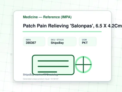 Patch Pain Relieving 'Salonpas', 6.5 X 4.2Cm 20'S - Medicine — Reference (IMPA) - IMPA 390367 - UOM PKT