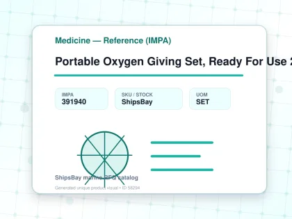 Portable Oxygen Giving Set, Ready For Use 2 Ltr/200 Bar - Medicine — Reference (IMPA) - IMPA 391940 - UOM SET
