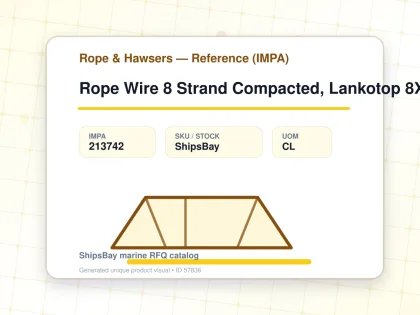 Rope Wire 8 Strand Compacted, Lankotop 8X26 16Mmdiax200Mtr - Rope & Hawsers — Reference (IMPA) - IMPA 213742 - UOM CL