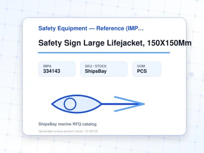 Safety Sign Large Lifejacket, 150X150Mm - Safety Equipment — Reference (IMPA) - IMPA 334143 - UOM PCS
