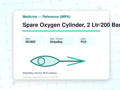 Spare Oxygen Cylinder, 2 Ltr/200 Bar - Medicine — Reference (IMPA) - IMPA 391803 - UOM PCS