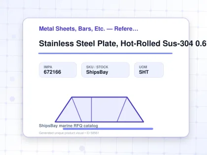 Stainless Steel Plate, Hot-Rolled Sus-304 0.6Mm 4X8Ft - Metal Sheets, Bars, Etc. — Reference (IMPA) - IMPA 672166 - UOM SHT