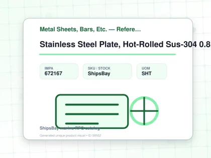 Stainless Steel Plate, Hot-Rolled Sus-304 0.8Mm 4X8Ft - Metal Sheets, Bars, Etc. — Reference (IMPA) - IMPA 672167 - UOM SHT