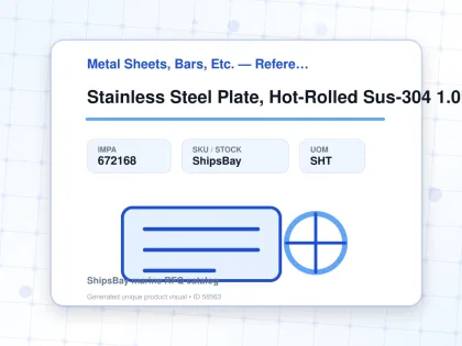Stainless Steel Plate, Hot-Rolled Sus-304 1.0Mm 4X8Ft - Metal Sheets, Bars, Etc. — Reference (IMPA) - IMPA 672168 - UOM SHT