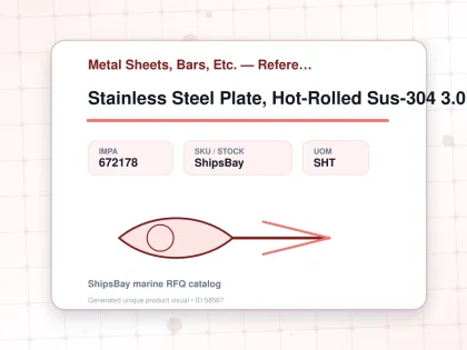 Stainless Steel Plate, Hot-Rolled Sus-304 3.0Mm 4X8Ft - Metal Sheets, Bars, Etc. — Reference (IMPA) - IMPA 672178 - UOM SHT