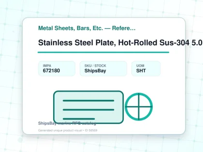 Stainless Steel Plate, Hot-Rolled Sus-304 5.0Mm 4X8Ft - Metal Sheets, Bars, Etc. — Reference (IMPA) - IMPA 672180 - UOM SHT