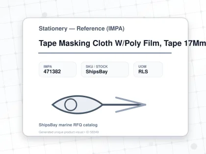 Tape Masking Cloth W/Poly Film, Tape 17Mm Film 1000Mmx12.5Mtr - Stationery — Reference (IMPA) - IMPA 471382 - UOM RLS