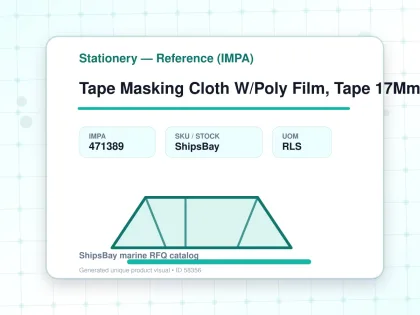Tape Masking Cloth W/Poly Film, Tape 17Mm Film 2100Mmx25Mtr - Stationery — Reference (IMPA) - IMPA 471389 - UOM RLS