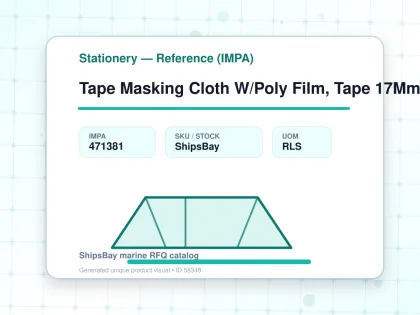 Tape Masking Cloth W/Poly Film, Tape 17Mm Film 550Mmx12.5Mtr - Stationery — Reference (IMPA) - IMPA 471381 - UOM RLS