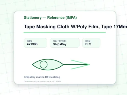 Tape Masking Cloth W/Poly Film, Tape 17Mm Film 550Mmx25Mtr - Stationery — Reference (IMPA) - IMPA 471386 - UOM RLS