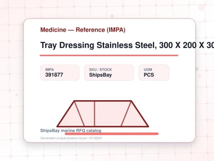 Tray Dressing Stainless Steel, 300 X 200 X 30 Mm - Medicine — Reference (IMPA) - IMPA 391877 - UOM PCS