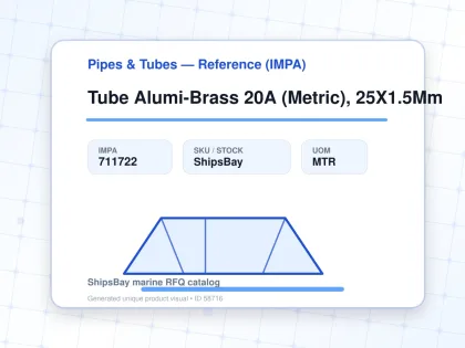 Tube Alumi-Brass 20A (Metric), 25X1.5Mm - Pipes & Tubes — Reference (IMPA) - IMPA 711722 - UOM MTR
