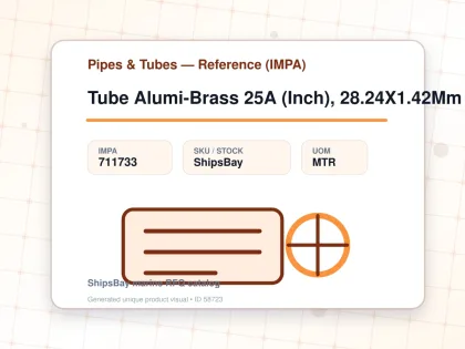 Tube Alumi-Brass 25A (Inch), 28.24X1.42Mm - Pipes & Tubes — Reference (IMPA) - IMPA 711733 - UOM MTR