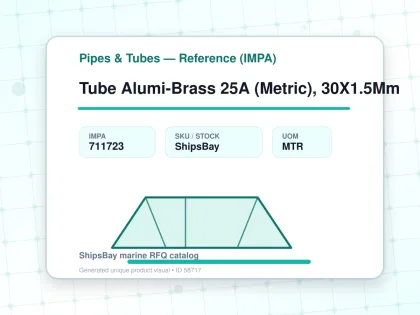 Tube Alumi-Brass 25A (Metric), 30X1.5Mm - Pipes & Tubes — Reference (IMPA) - IMPA 711723 - UOM MTR