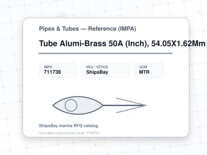 Tube Alumi-Brass 50A (Inch), 54.05X1.62Mm - Pipes & Tubes — Reference (IMPA) - IMPA 711736 - UOM MTR