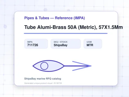 Tube Alumi-Brass 50A (Metric), 57X1.5Mm - Pipes & Tubes — Reference (IMPA) - IMPA 711726 - UOM MTR