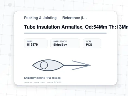 Tube Insulation Armaflex, Od:54Mm Th:13Mm L:2Mtr - Packing & Jointing — Reference (IMPA) - IMPA 813879 - UOM PCS