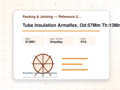 Tube Insulation Armaflex, Od:57Mm Th:13Mm L:2Mtr - Packing & Jointing — Reference (IMPA) - IMPA 813881 - UOM PCS
