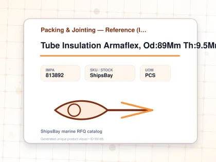 Tube Insulation Armaflex, Od:89Mm Th:9.5Mm L:2Mtr - Packing & Jointing — Reference (IMPA) - IMPA 813892 - UOM PCS