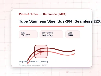 Tube Stainless Steel Sus-304, Seamless 22X1Mm - Pipes & Tubes — Reference (IMPA) - IMPA 711237 - UOM MTR