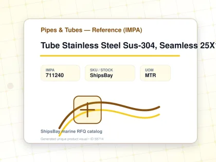 Tube Stainless Steel Sus-304, Seamless 25X1.5Mm - Pipes & Tubes — Reference (IMPA) - IMPA 711240 - UOM MTR