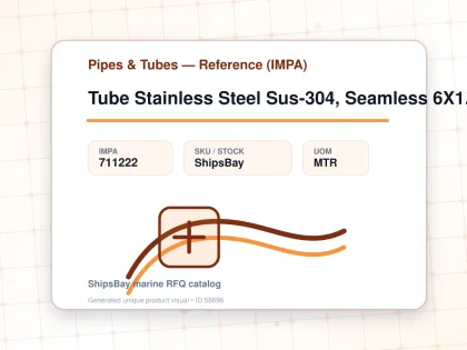 Tube Stainless Steel Sus-304, Seamless 6X1.5Mm - Pipes & Tubes — Reference (IMPA) - IMPA 711222 - UOM MTR