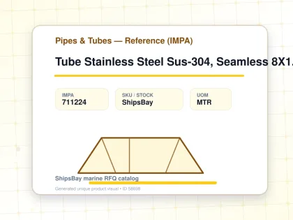 Tube Stainless Steel Sus-304, Seamless 8X1.5Mm - Pipes & Tubes — Reference (IMPA) - IMPA 711224 - UOM MTR