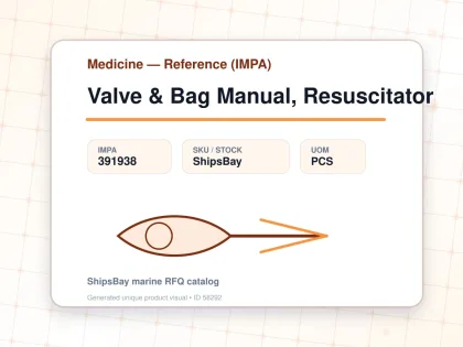 Valve & Bag Manual, Resuscitator - Medicine — Reference (IMPA) - IMPA 391938 - UOM PCS