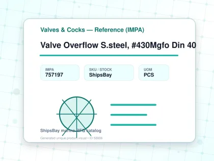 Valve Overflow S.steel, #430Mgfo Din 40 - Valves & Cocks — Reference (IMPA) - IMPA 757197 - UOM PCS