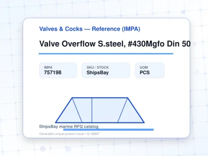 Valve Overflow S.steel, #430Mgfo Din 50 - Valves & Cocks — Reference (IMPA) - IMPA 757198 - UOM PCS