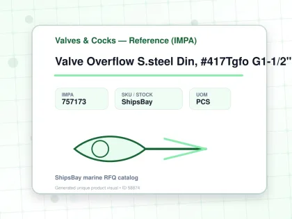 Valve Overflow S.steel Din, #417Tgfo G1-1/2" - Valves & Cocks — Reference (IMPA) - IMPA 757173 - UOM PCS