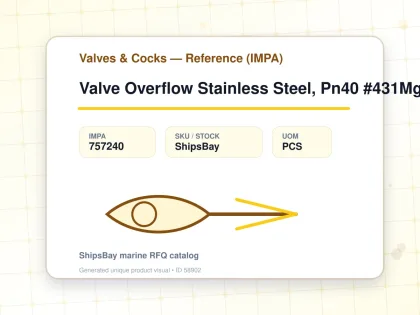 Valve Overflow Stainless Steel, Pn40 #431Mgfo Din 50 - Valves & Cocks — Reference (IMPA) - IMPA 757240 - UOM PCS