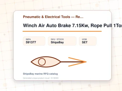 Winch Air Auto Brake 7.15Kw, Rope Pull 1Ton Model:w-10 - Pneumatic & Electrical Tools — Reference (IMPA) - IMPA 591377 - UOM SET