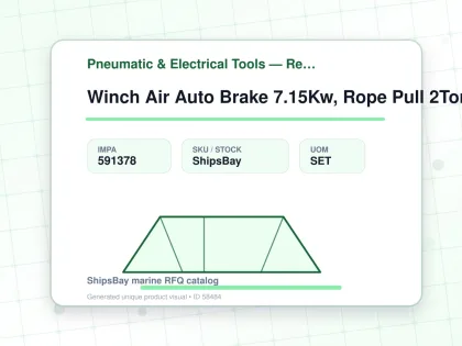 Winch Air Auto Brake 7.15Kw, Rope Pull 2Ton Model:w-20 - Pneumatic & Electrical Tools — Reference (IMPA) - IMPA 591378 - UOM SET